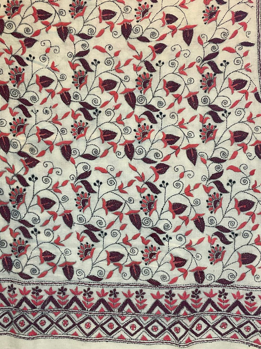 Kantha Shawl White